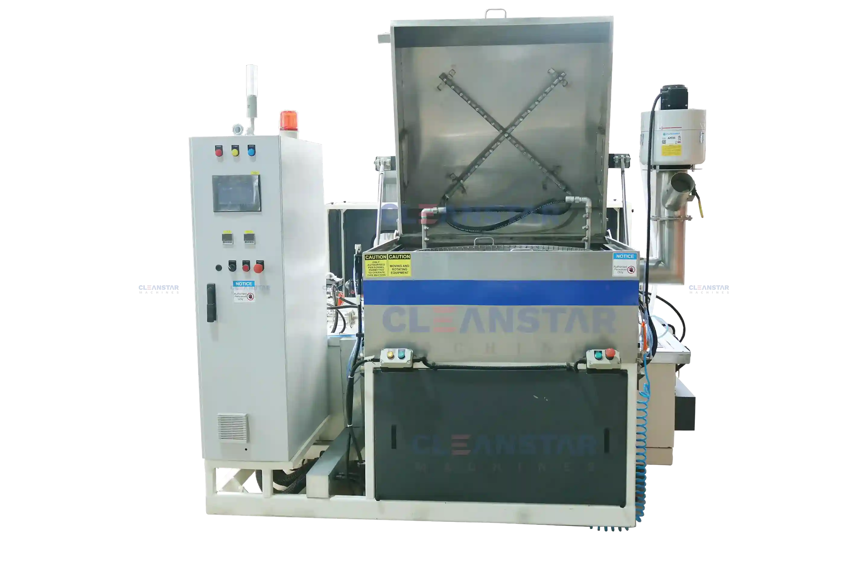 Industrial top load parts washer machine with advanced spray technology.